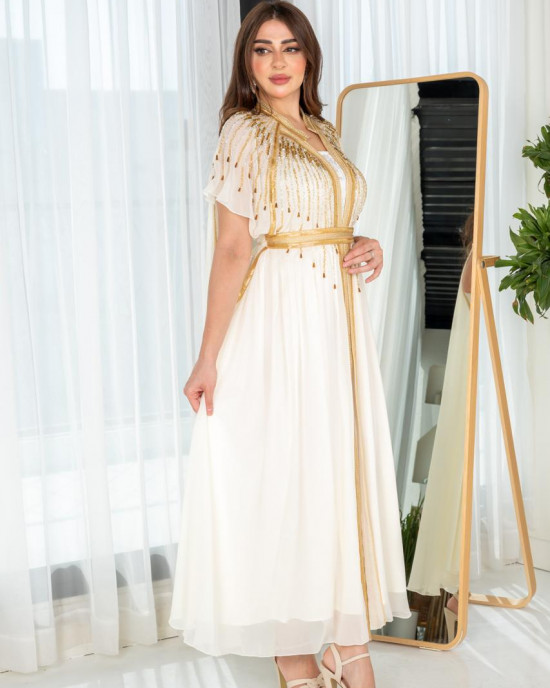 جلابية فاخرة مطرز بحزام مطرز  جلابية فاخرة مطرز بحزام مطرز